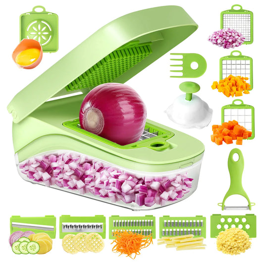 7/17 in 1 Multifunctional Vegetable Chopper - Food Grate Vegetable Slicer Food Dicer Cut Kitchen Items for Cooking & Meal Prep