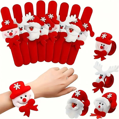 Christmas Snap Bracelets & Rings Set — Snowman, Reindeer & Santa Stocking Stuffers