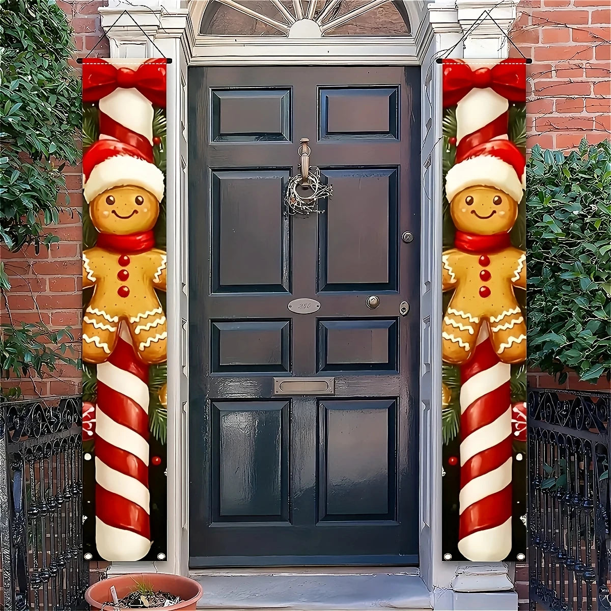 Merry Christmas Polyester Door Banner — Holiday Entryway & Party Decoration