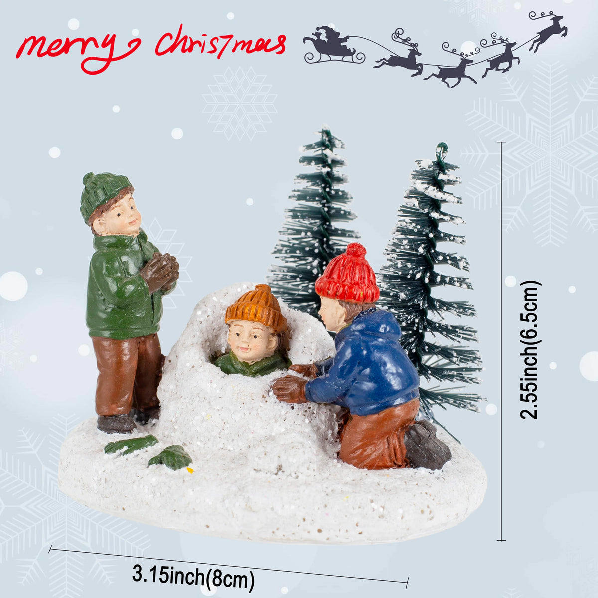 Christmas Village Figurines – Hand-Painted Resin Kids & Santa Scene Accessories