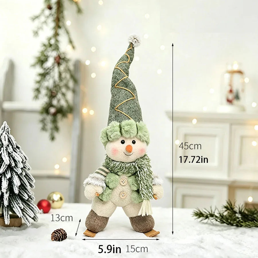 Christmas Snowman & Reindeer Scene Figurines — Holiday Shelf & Tabletop Decor