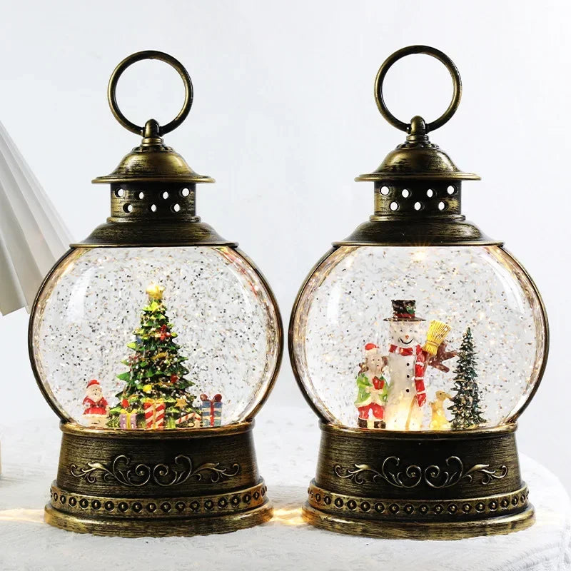 Crystal Ball Wind-Up Music Box — Rotating Christmas Scene Holiday Keepsake