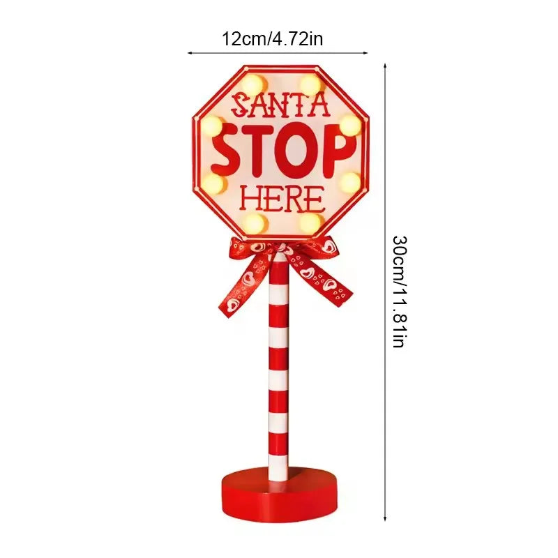 Santa Stop Here LED Tree Topper & Window Desk Lamp – Festive Holiday Light