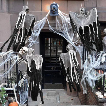 Halloween Hanging Skeleton Ghost Decoration — Creepy Gauze Ornament for Yards & Haunted Houses