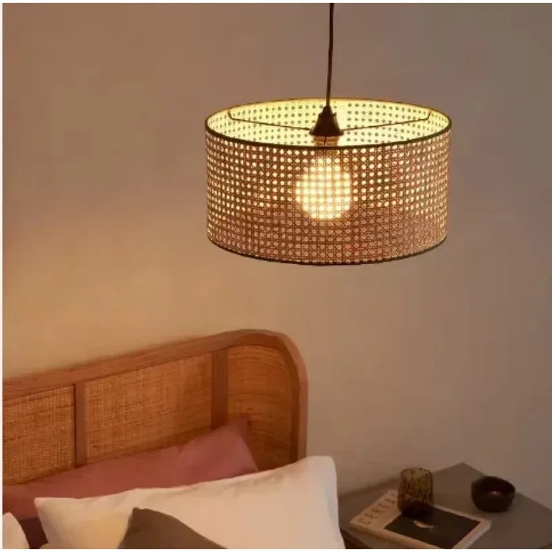 Modern Handwoven Bamboo Rattan Pendant Lamp Shade — 40cm Natural Weave
