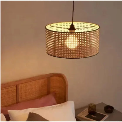 Modern Handwoven Bamboo Rattan Pendant Lamp Shade — 40cm Natural Weave