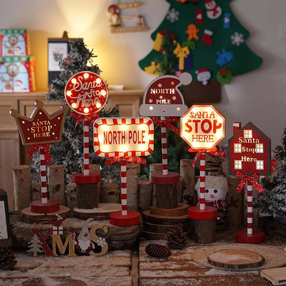 Santa Stop Here LED Tree Topper & Window Desk Lamp – Festive Holiday Light