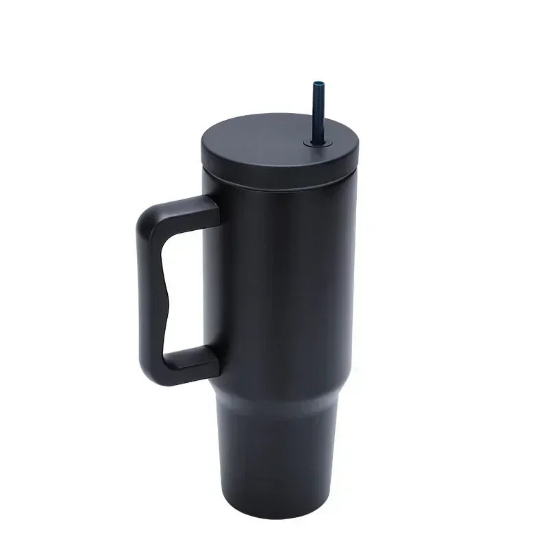 1pc 1200ml Leakproof 40oz Stainless Steel Tumbler with Handle and Straw Perfect for Outdoor Activities, Hiking, Running, Cycling