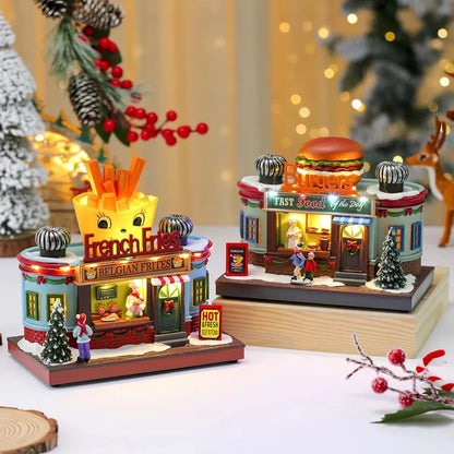 Christmas Lighted Music Box – Resin Santa Ornament for Home, Café & Holiday Gifting