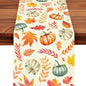 Fall Table Runner Printed Thanksgiving Maple Leaf Linen Runners, Seasonal Autumn Holiday Table Decor for Kitchen, Dining, Party