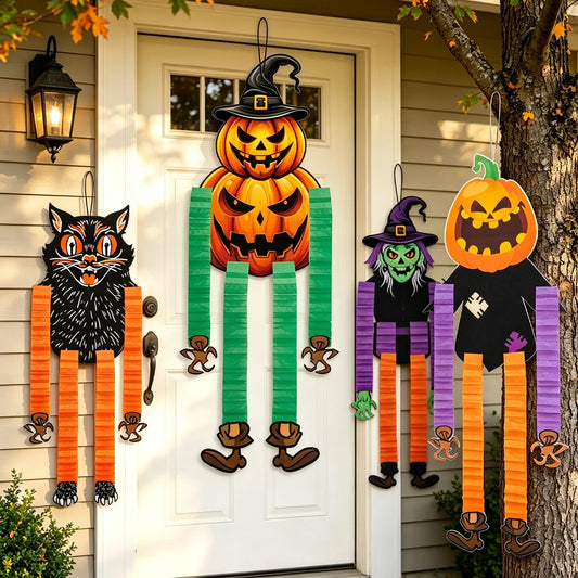 Halloween Hanging Ornaments — Pumpkin, Witch, Cat & Vampire Indoor & Outdoor Party Decor