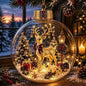 Clear Christmas Diorama Glowing Bauble Ornament — Holiday Scene Tree Decoration