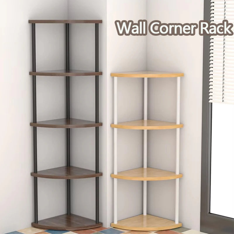 Corner Wall Storage Rack — Shelves for Living Room, Kitchen & Bedroom
