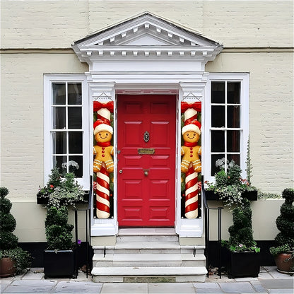Merry Christmas Polyester Door Banner — Holiday Entryway & Party Decoration