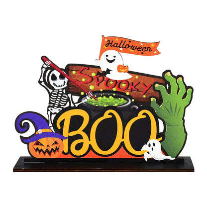 Halloween Wooden Pendant Ornaments — Pumpkin, Ghost & Trick-or-Treat Door & Party Decor