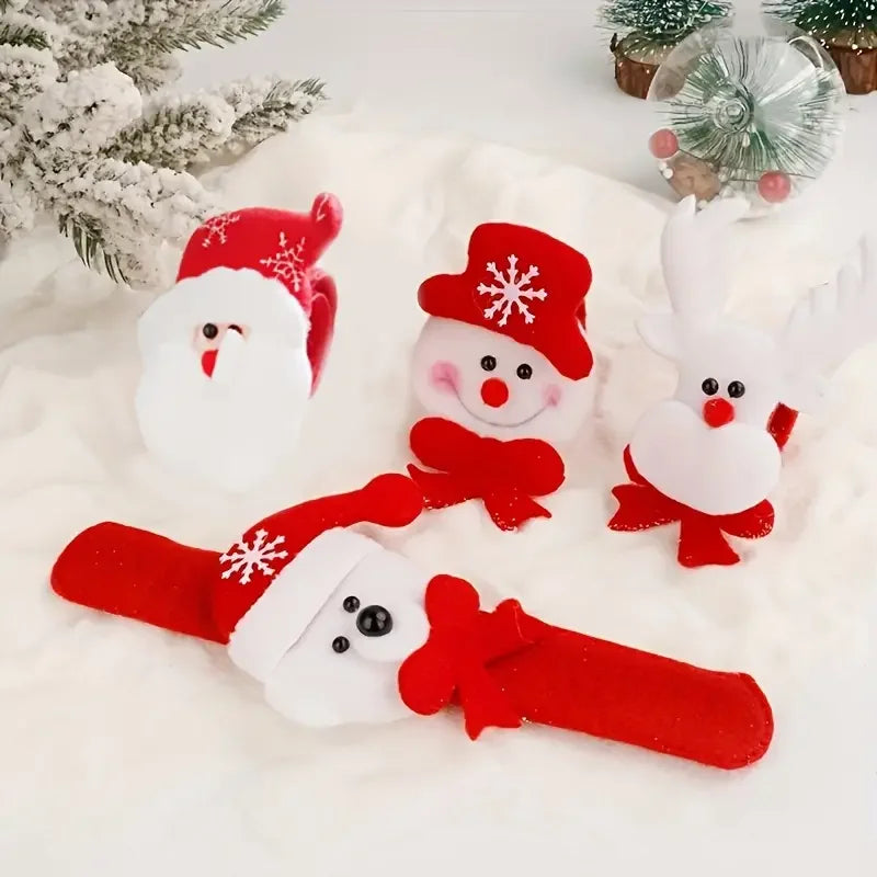 Christmas Snap Bracelets & Rings Set — Snowman, Reindeer & Santa Stocking Stuffers