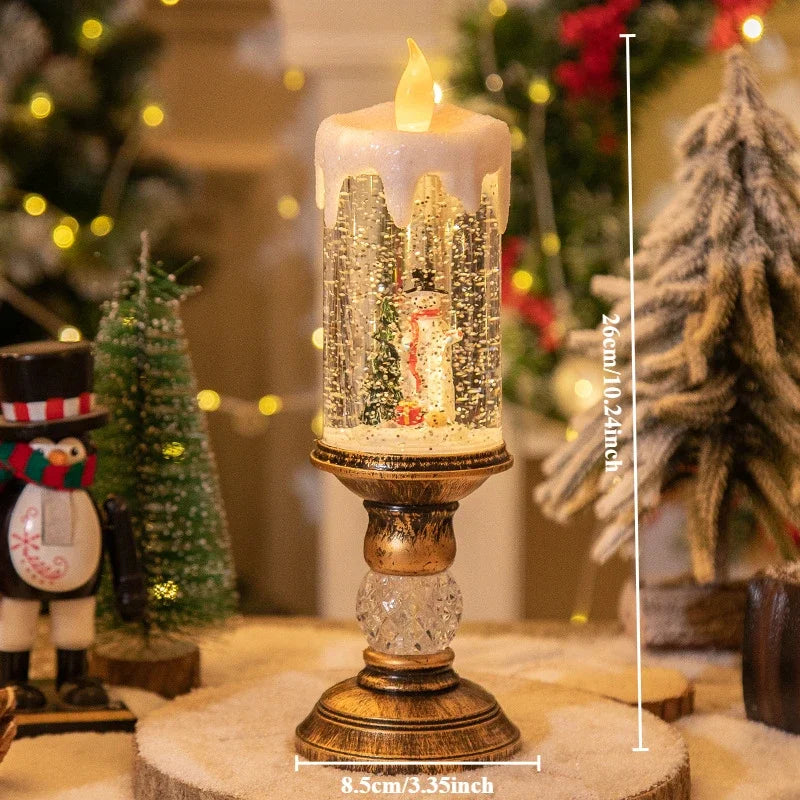 Christmas Crystal Snow LED Candle Light — Musical Drifting Snow Holiday Decor