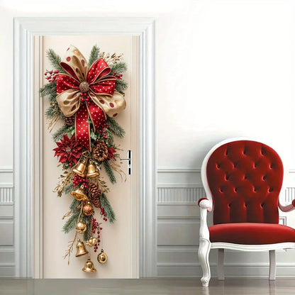 Christmas Red Bells & Greenery Wall Hanging — Holiday Door Decoration