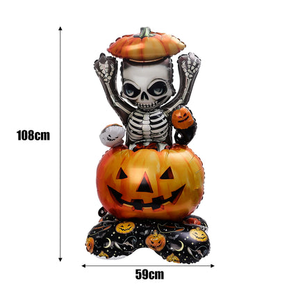 Giant Halloween Foil Standing Balloon — Ghost, Pumpkin, Skull & Haunted Castle Party Decor
