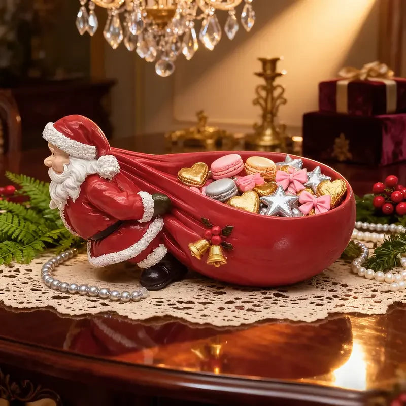 Christmas Santa Claus Storage Figurine — Decorative Holiday Resin Ornament