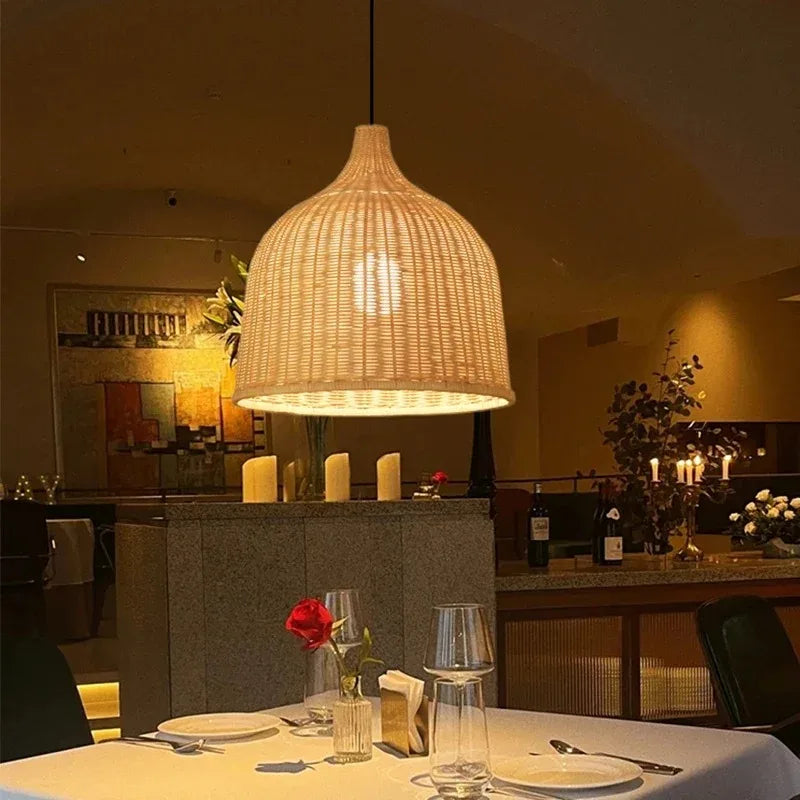 Southeast Asia Hand-Woven Rattan Pendant Chandelier — Boho Bamboo Lantern