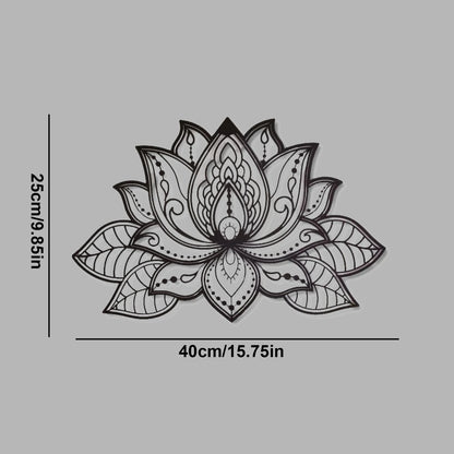 Lotus Flower Mandala Metal Wall Art — Large Black Home Decor