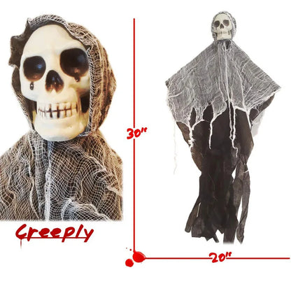 Halloween Hanging Skeleton Ghost Decoration — Creepy Gauze Ornament for Yards & Haunted Houses