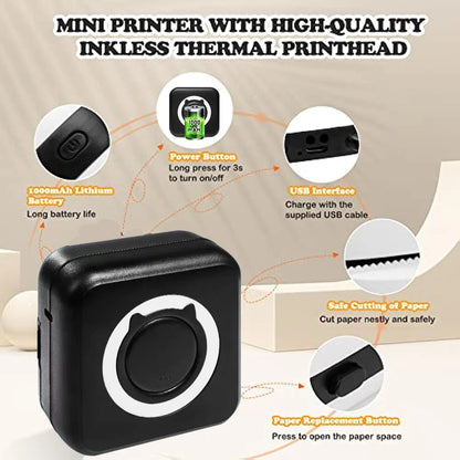 Mini Portable Thermal Photo & Label Printer — Wireless Bluetooth, 58mm, iOS & Android