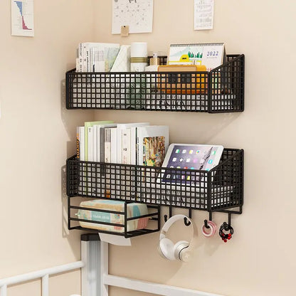 Wall-Mounted Storage Basket Shelf — No-Drill Iron Hanging Organizer