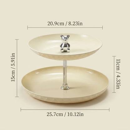 2/3 Tier Serving Tray Cake Stand Reusable Plastic Plates Serving Dishes Dessert Plate Fruit Bowl Snack Dish PET Food Tray Handle