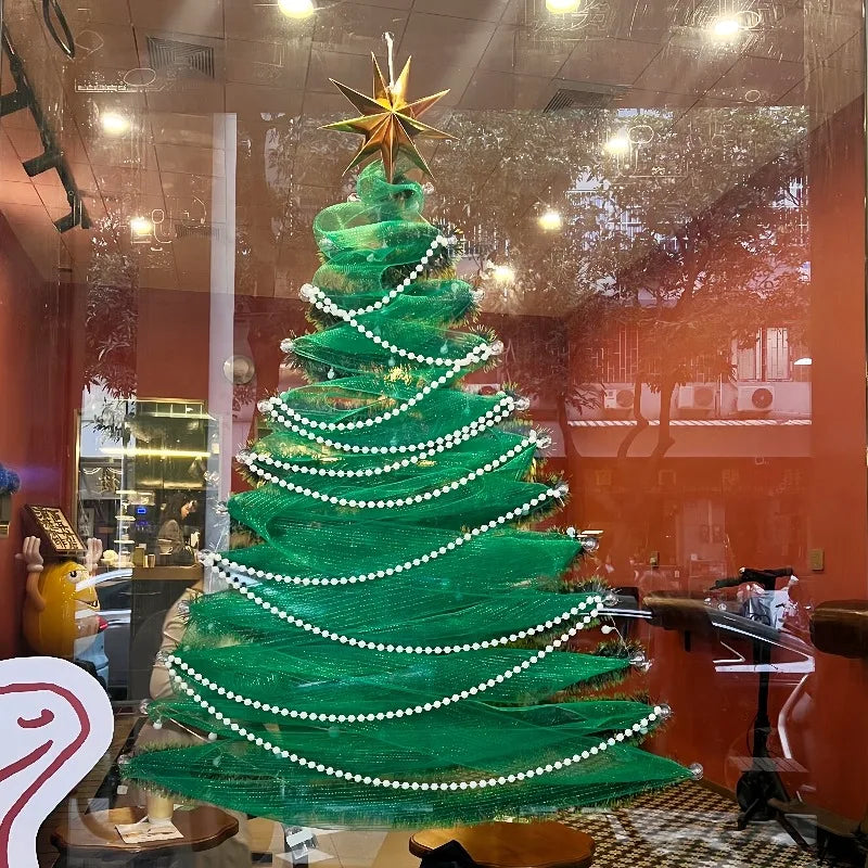 DIY Window Christmas Tree Kit — Silk Yarn Glass & Storefront Holiday Display
