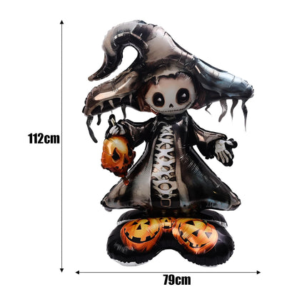 Giant Halloween Foil Standing Balloon — Ghost, Pumpkin, Skull & Haunted Castle Party Decor