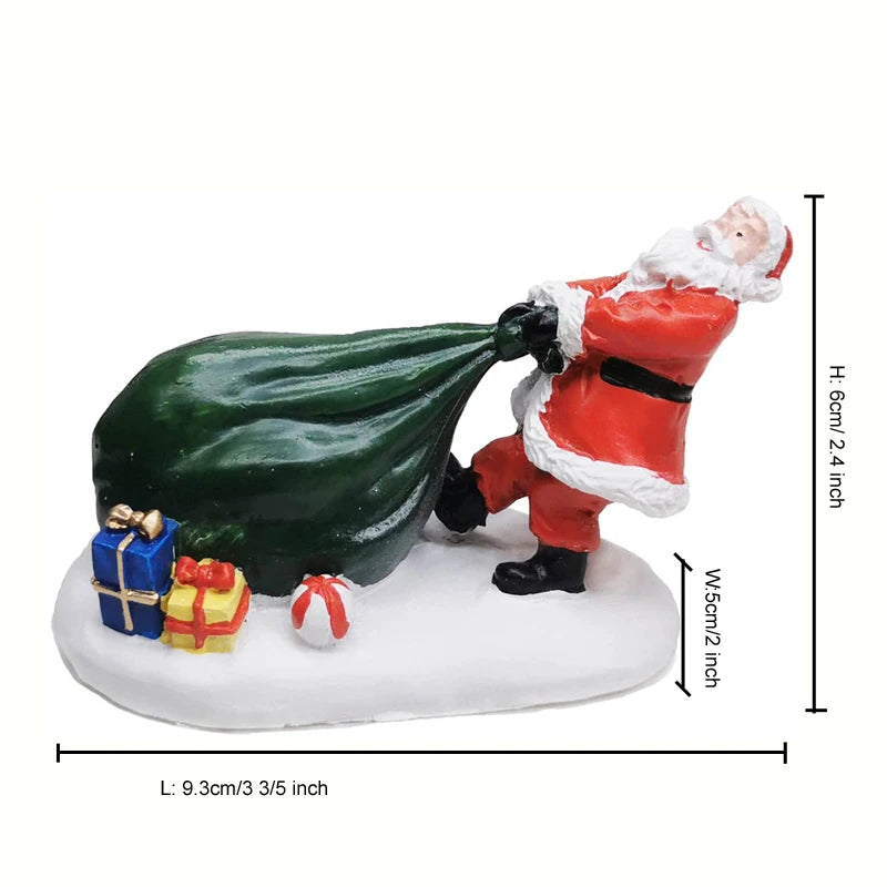 Christmas Village Figurines – Hand-Painted Resin Kids & Santa Scene Accessories