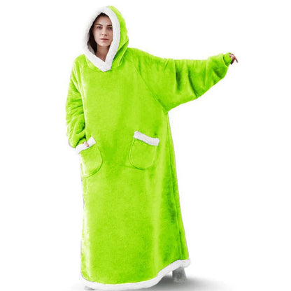 Suer Long Flannel Sherpa Wearable Blanket Winter Warm Blanket with Sleeves Hoodie Sweatshirts Oversized  TV Blanket Pullover