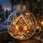 Clear Christmas Diorama Glowing Bauble Ornament — Holiday Scene Tree Decoration