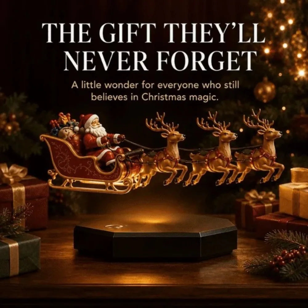 Magnetic Levitation Floating Santa Sleigh Ornament — Rotating Reindeer Holiday Decor