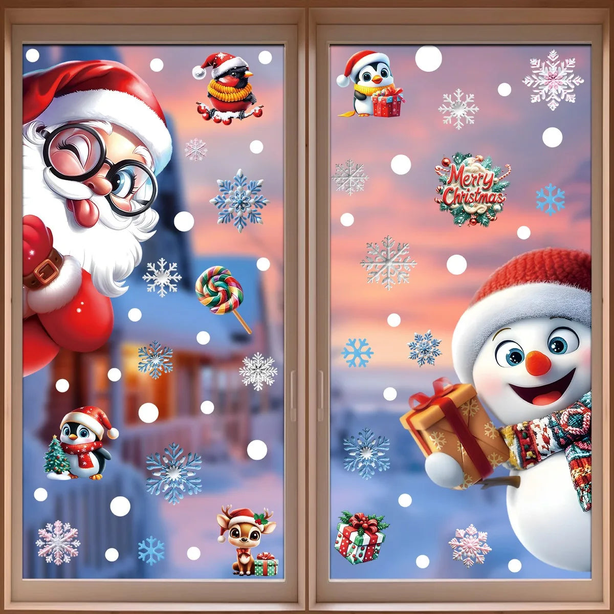 Christmas Window Stickers – Gingerbread Man, Santa, Snowman & Snowflake Decals