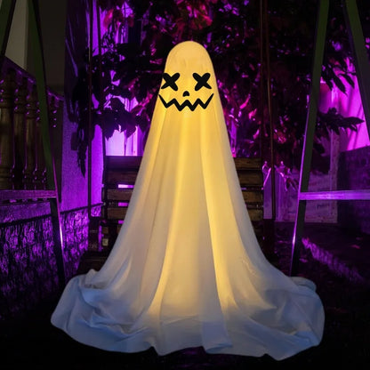 Halloween Standing Ghost Decoration with Witch Hat — Spooky Lawn & Indoor Decor