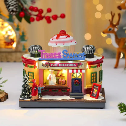 Christmas Lighted Music Box – Resin Santa Ornament for Home, Café & Holiday Gifting