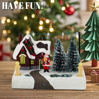Christmas Village Scene – LED Lighted Collectible Building with Santa, Trees & Snow Décor