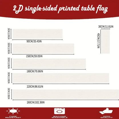 Fall Harvest Linen Table Runner, 2D Patchwork Pumpkin Autumn Leaf Print, Multiple Sizes,  Ideal Thanksgiving Tabletop Decoration