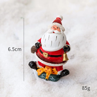 Christmas Resin Santa & Snowman Desktop Figurine – Holiday Décor & Photography Prop