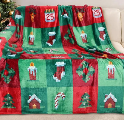 Christmas Throw Blanket, Christmas Decorations Gifts for Women Sherpa Winter Holiday Blanket Soft Christams Throws for Sofa Bed
