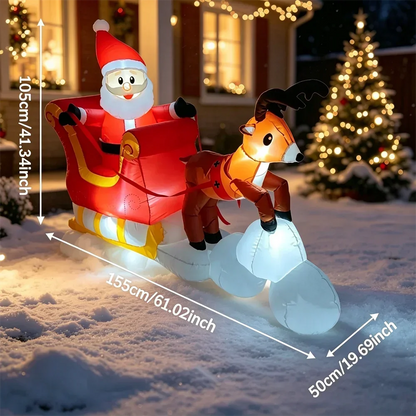 5 Ft Inflatable Santa Claus Riding Sleigh – LED Lighted Outdoor Christmas Yard Decoration