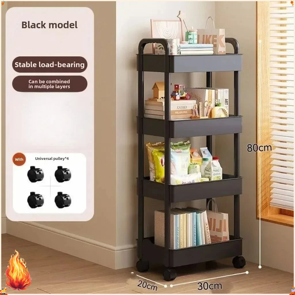 Multifunctional Open Shelf Storage Cart — Kitchen, Living Room & Bedroom Organizer