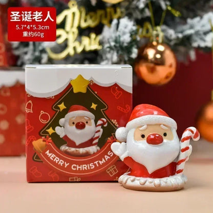 Christmas Resin Animal Figurine Ornament — Cute Holiday Desktop Decor