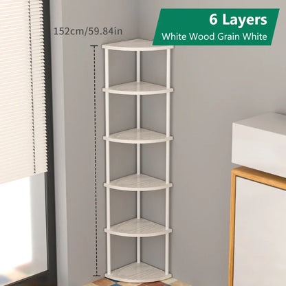 Corner Wall Storage Rack — Shelves for Living Room, Kitchen & Bedroom