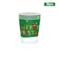 2026 Christmas New Decorations Green Party Tableware Set Disposable Paper Plates Cups Napkins For New Year Eve Dinner Supplies