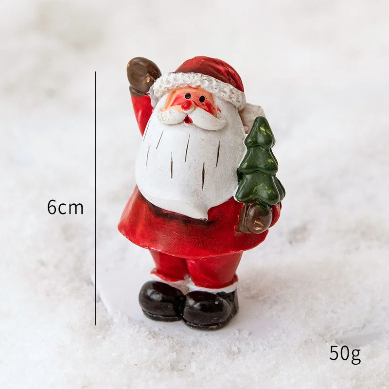 Christmas Resin Santa & Snowman Desktop Figurine – Holiday Décor & Photography Prop