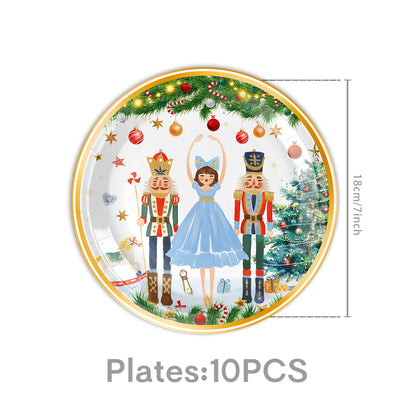 Christmas Nutcracker Theme Festival Party Decor Tableware Disposable Paper Plate Napkin Cup Kids Birthday Party Decor Supplies